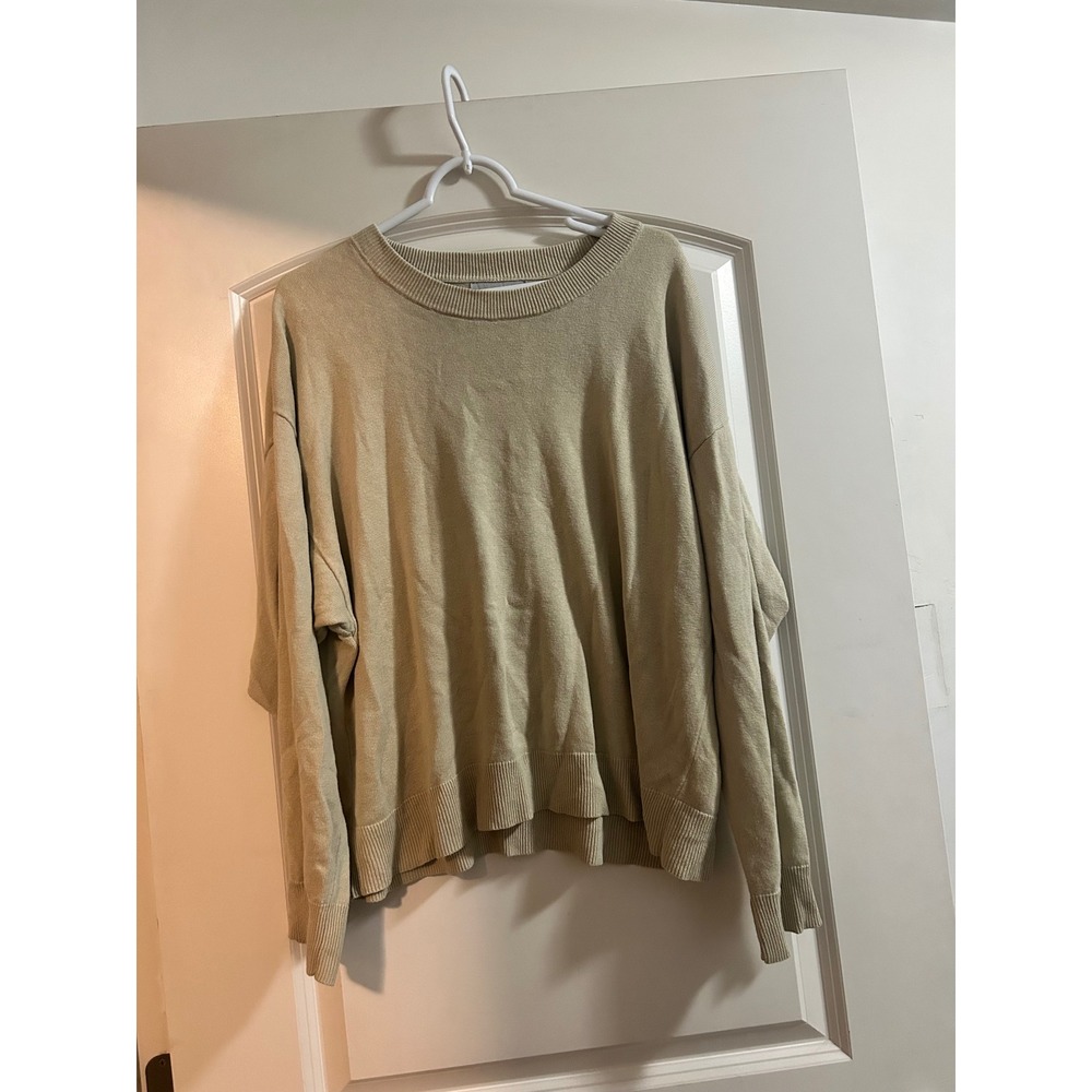 Modern Citizen Tan Beige Linen Blend Crewneck Sweater 1X MC22146 Relaxed Fit